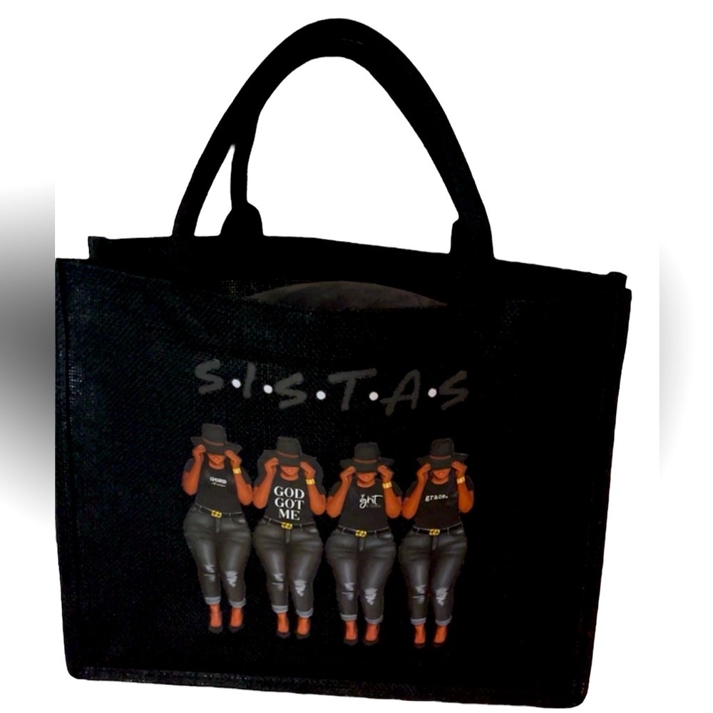 Black Burlap Tote